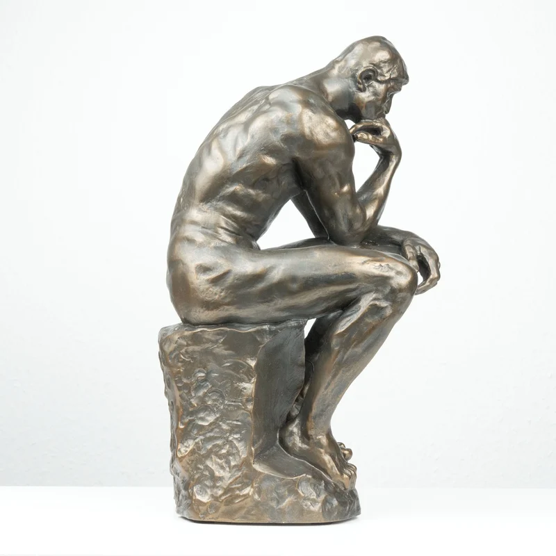 Sculpture Le Penseur de Rodin (Grande, Sculpture en Bronze Coulé à Froid)