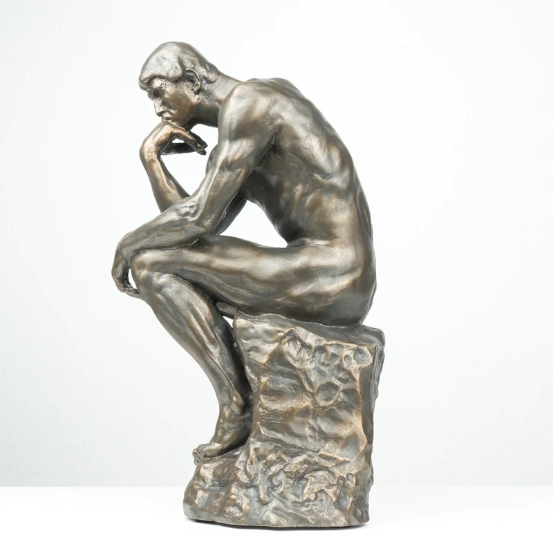 Sculpture Le Penseur de Rodin (Grande, Sculpture en Bronze Coulé à Froid)