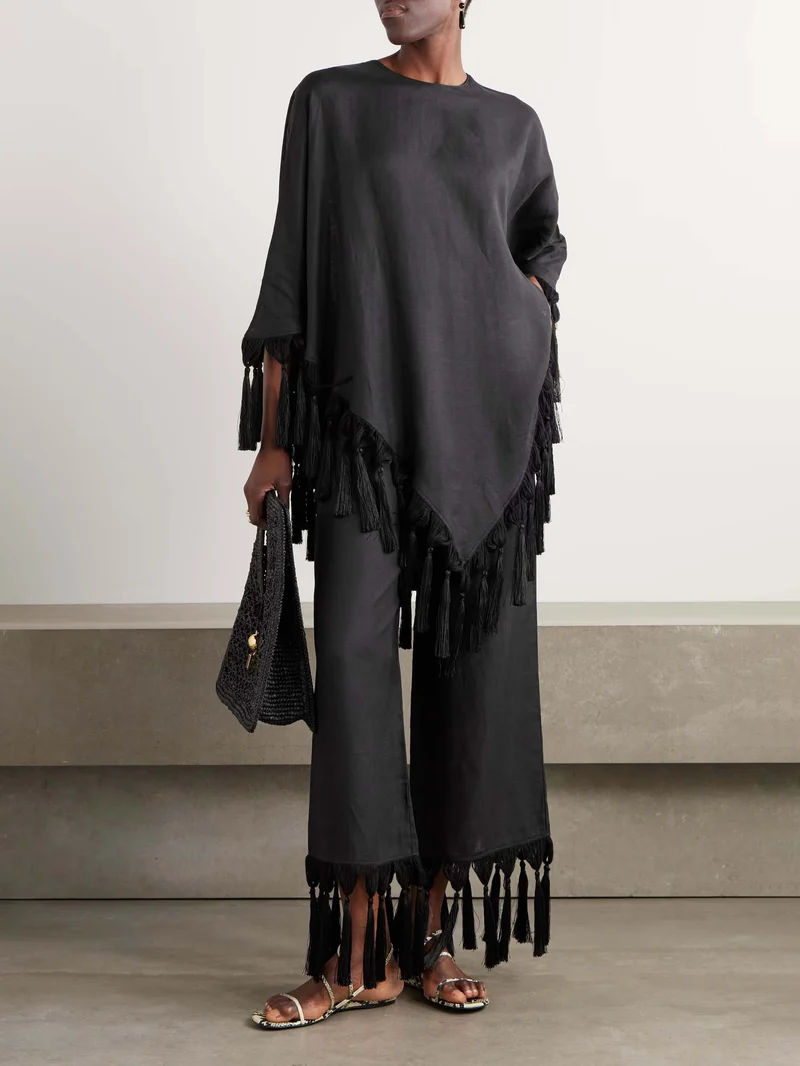 Fashionable Fringe Wide-leg Pants
