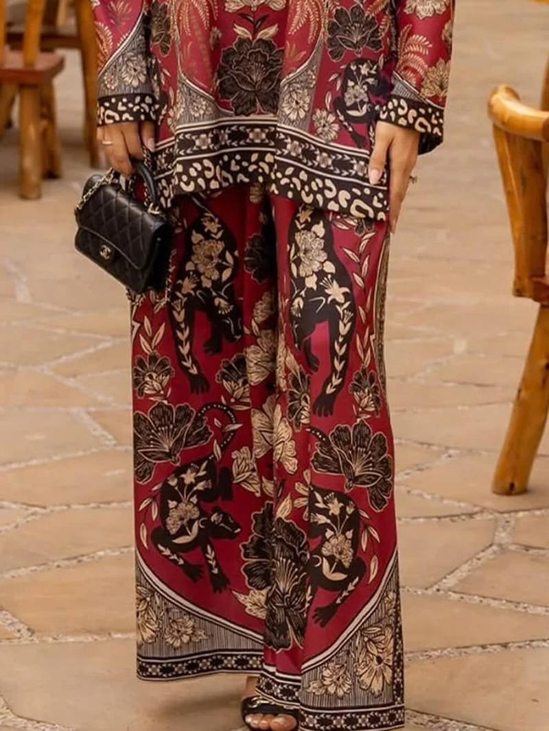Unique Floral Print Patchwork Loose Oversized Shirt