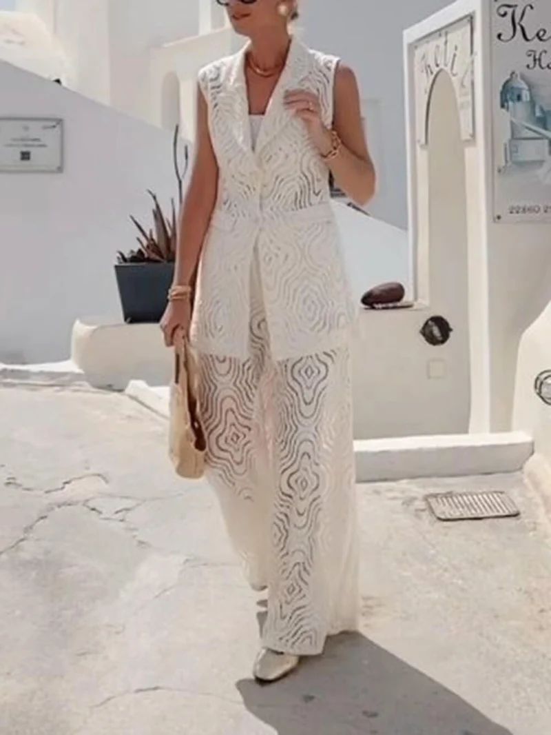 Boho Grace Crochet Lace Flare Pants