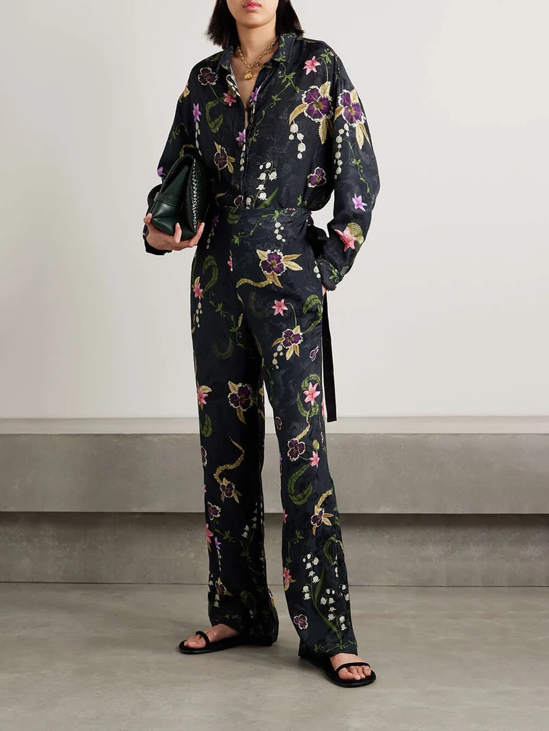 Elegant Floral Print Button-Up Shirt