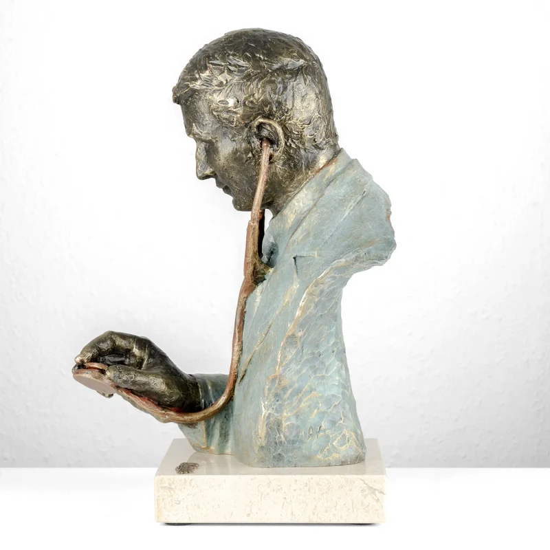 Sculpture Médecin par Anglada sur Base en Marbre
