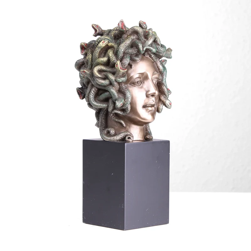 Sculpture Tête de Méduse en Bronze (Statue en bronze coulé à froid)