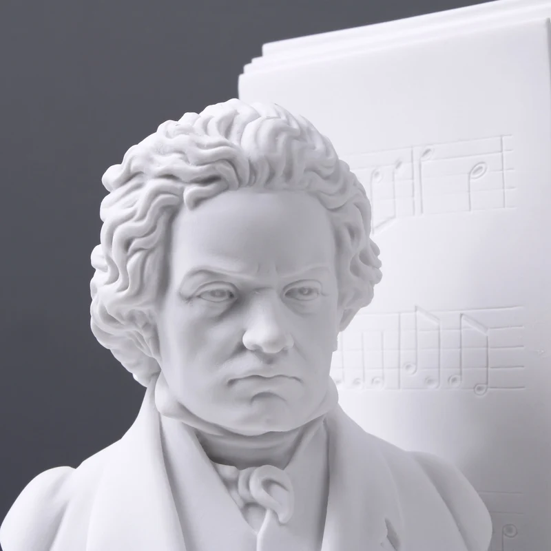 Serre-livre de Beethoven et Mozart en paire - sculpture en marbre