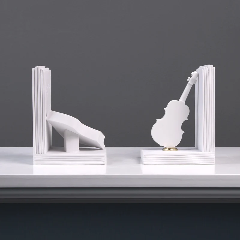Serre-livre de piano et de violon en paire - sculpture en marbre