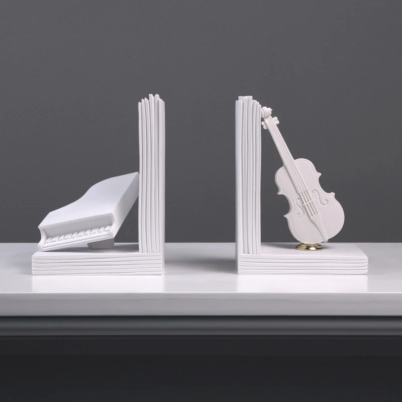 Serre-livre de piano et de violon en paire - sculpture en marbre