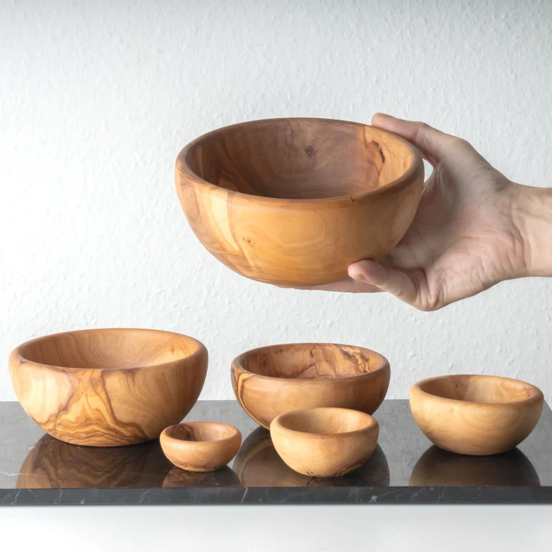 Set de Bols en Bois d’Olivier Fait Main (6 Pièces)