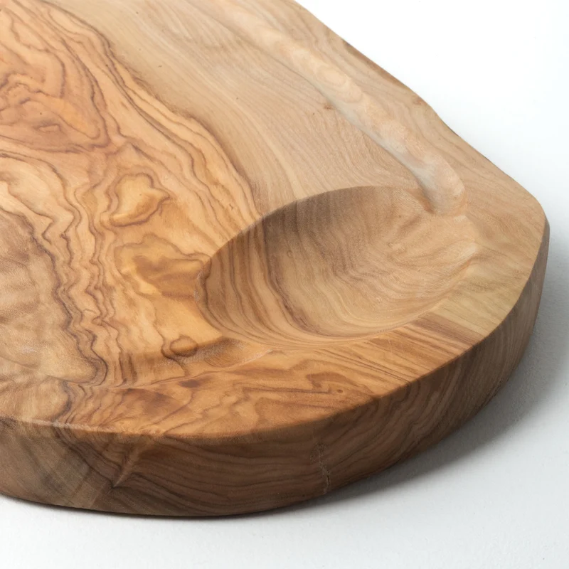 Set de Planches à Découper avec Rainure – Forme Irrégulière – Bois d’Olivier Fait Main (2 Pièces)