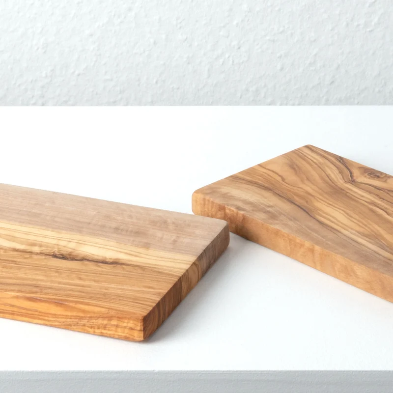 Set de Planches à Découper Rectangulaires en Bois d’Olivier Fait Main (2 Pièces)