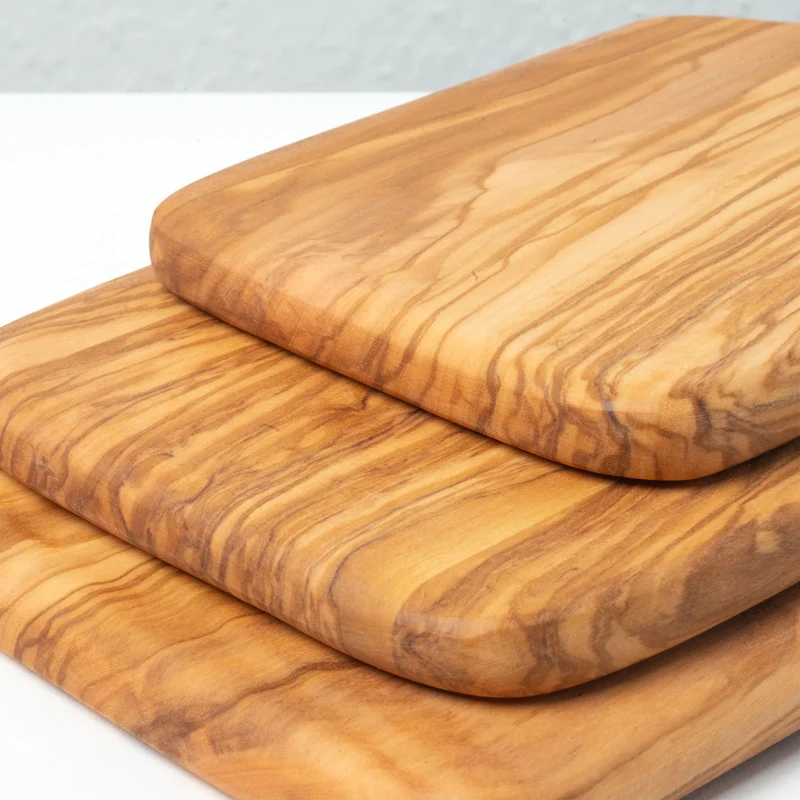 Set de Planches à Découper – Coffret Cadeau – Bois d’Olivier Fait Main (3 Pièces)