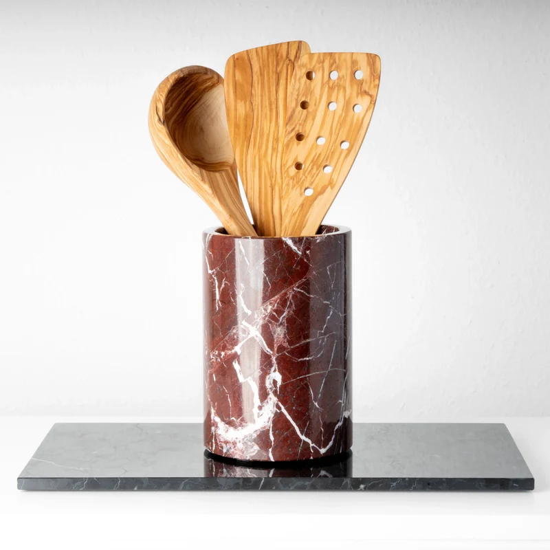 Set d’Ustensiles de Cuisine en Bois d’Olivier Fait Main (3 Pièces)