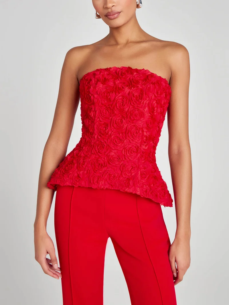 Elegant Rose Floral Off-the-shoulder Top