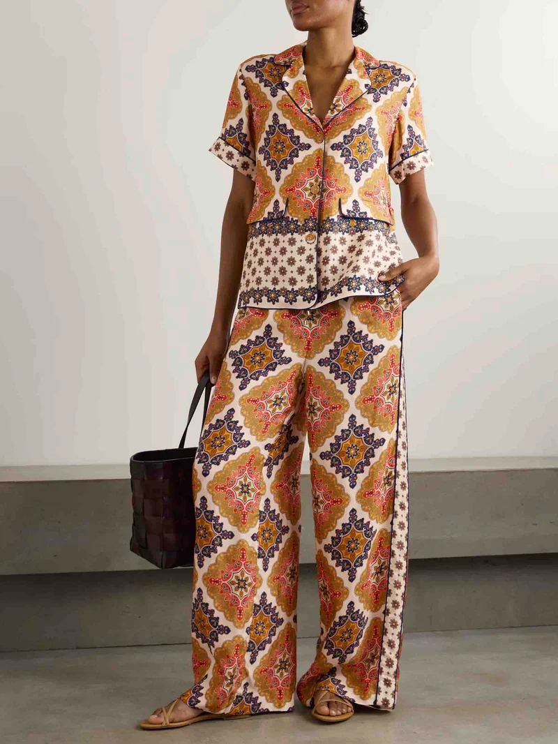 Retro Bohemian Satin Printed Shirt