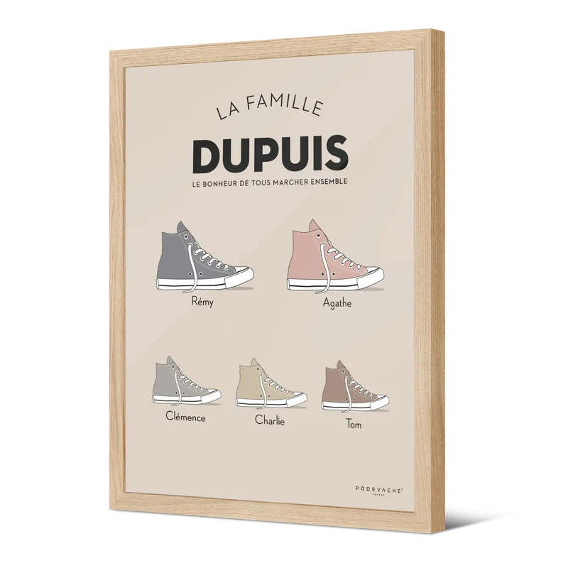 Affiche encadrée personnalisée Baskets Famille