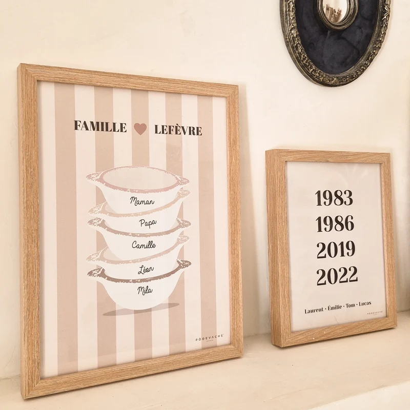 Affiche encadrée personnalisée Dates & Prénoms