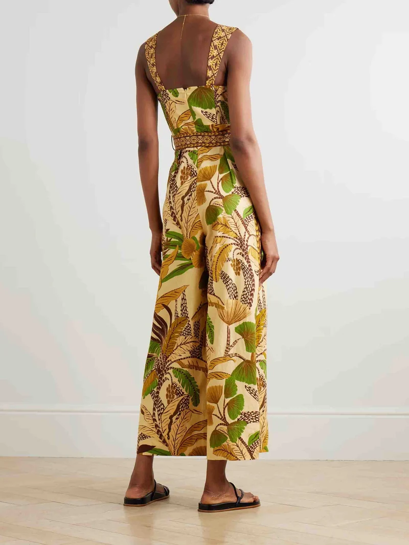 Exquisite Casual Palm Leaf Print Jumpsuit