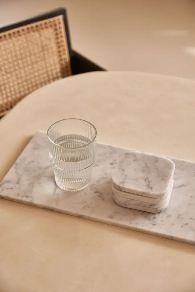 Plateau en Marbre Blanc (Grand)