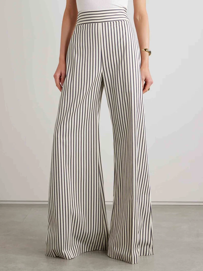 Elegant Striped Print Wide-leg Pants