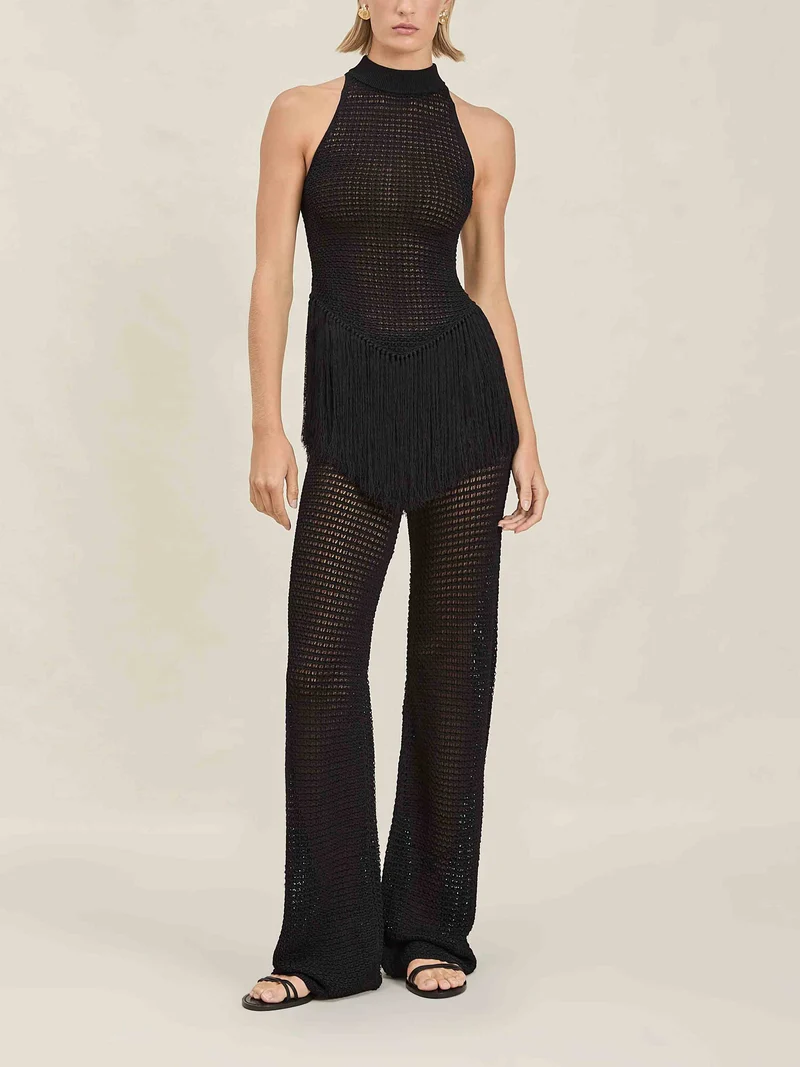 Exquisite Knit Elastic Waistband Pants