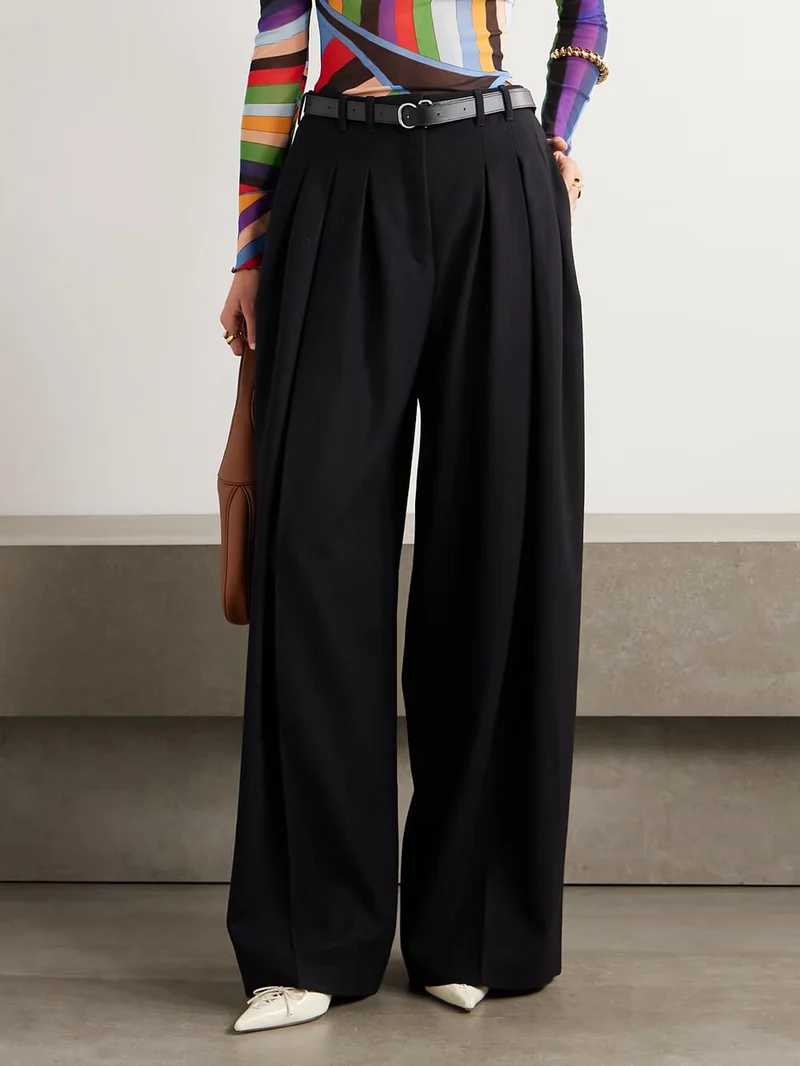 Retro Pleated Loose Pocket Wide Leg Pants