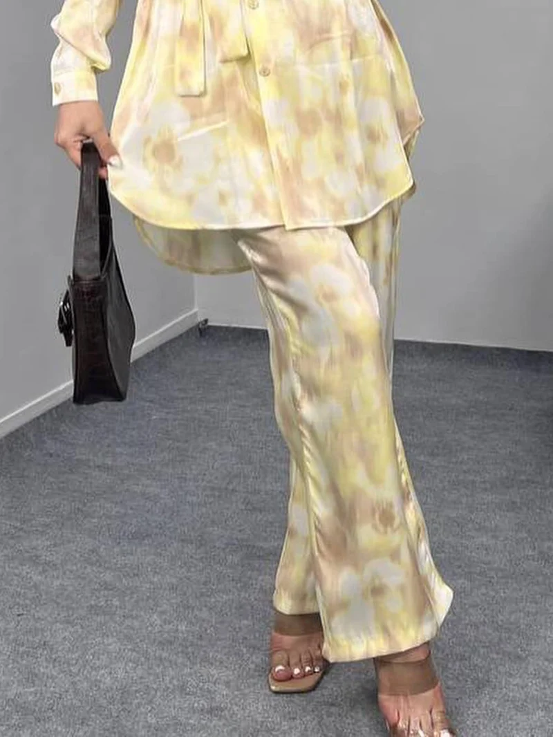 Unique Tie-Dye Print Elastic Waist Loose Straight-Leg Pants