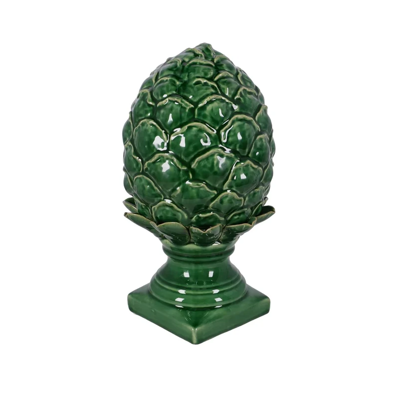 Pomme de pin décorative en céramique verte