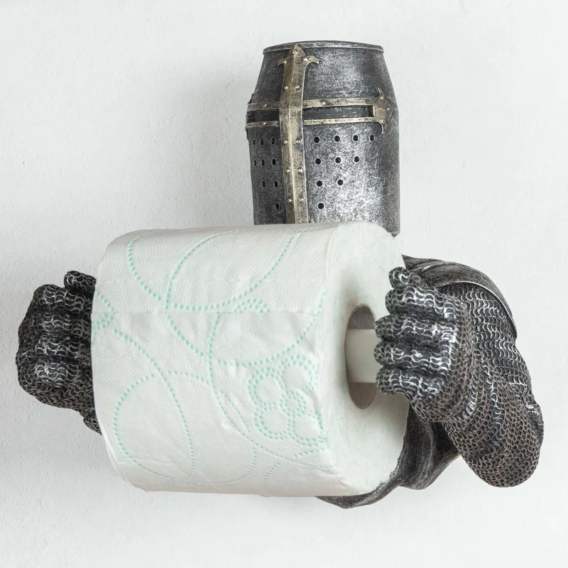 Porte Rouleau de Papier Toilette Chevalier Templier (Sculpture en Resine)