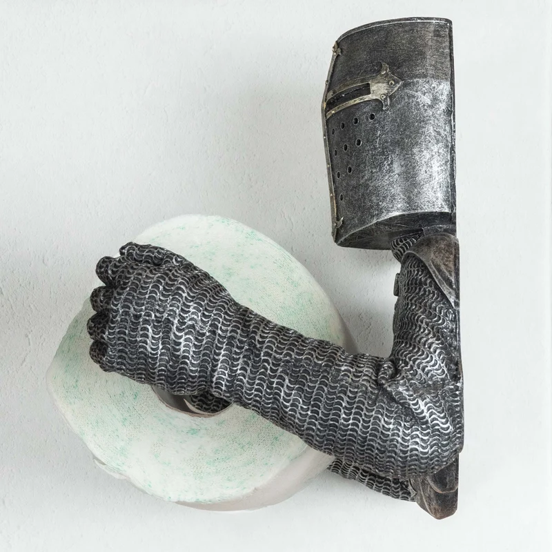 Porte Rouleau de Papier Toilette Chevalier Templier (Sculpture en Resine)