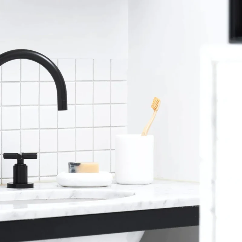Porte-Brosse à Dents en Marbre Blanc