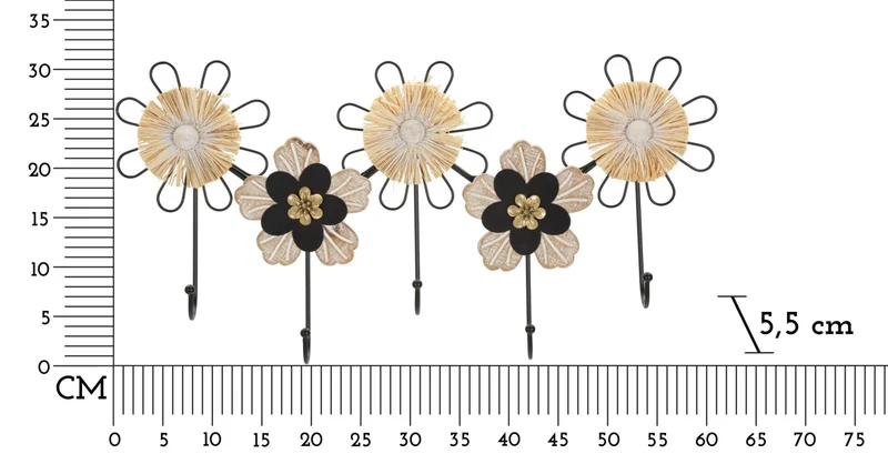 Porte-fleurs mural en métal et bois