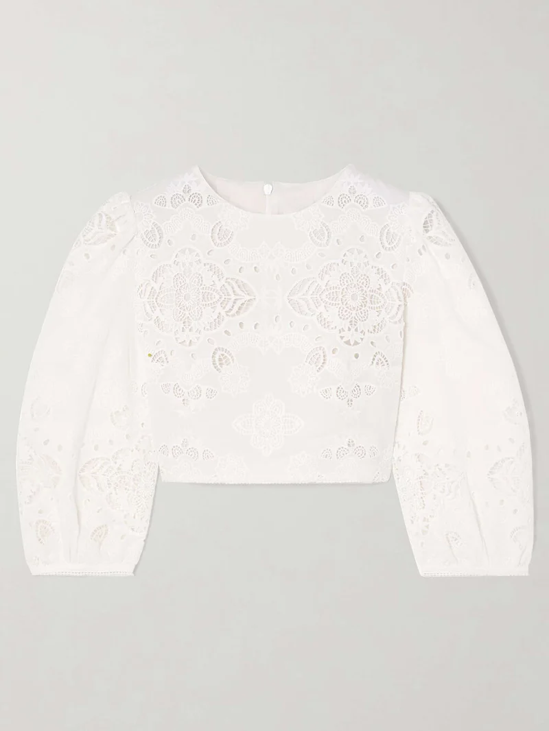 Retro Lace Crochet Embroidered Crop Top