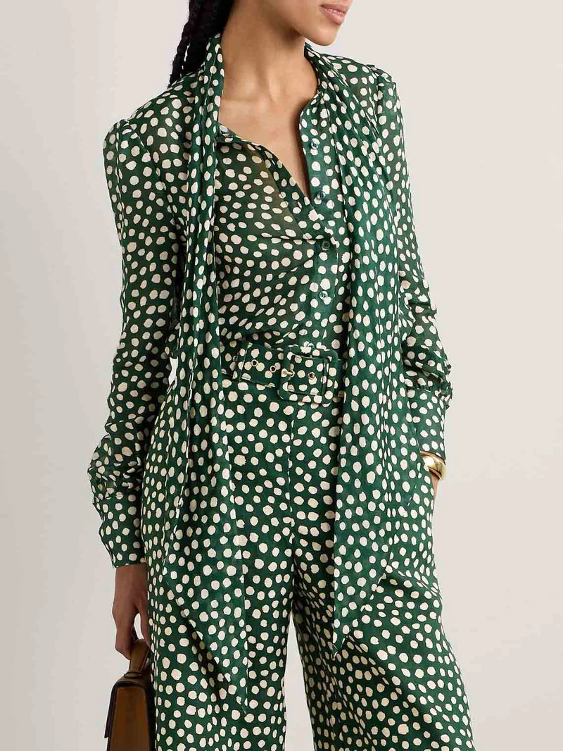 Retro Playful Bow Polka Dot Print Shirt