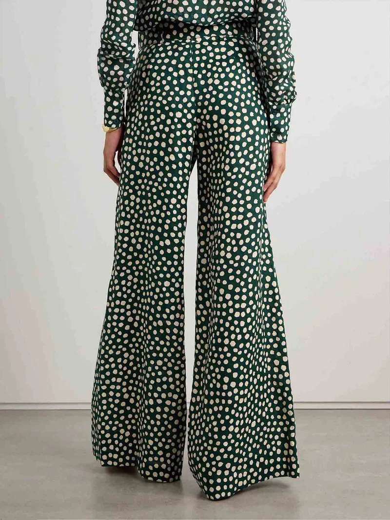 Retro Playful Polka Dots Print Wide-leg Pants