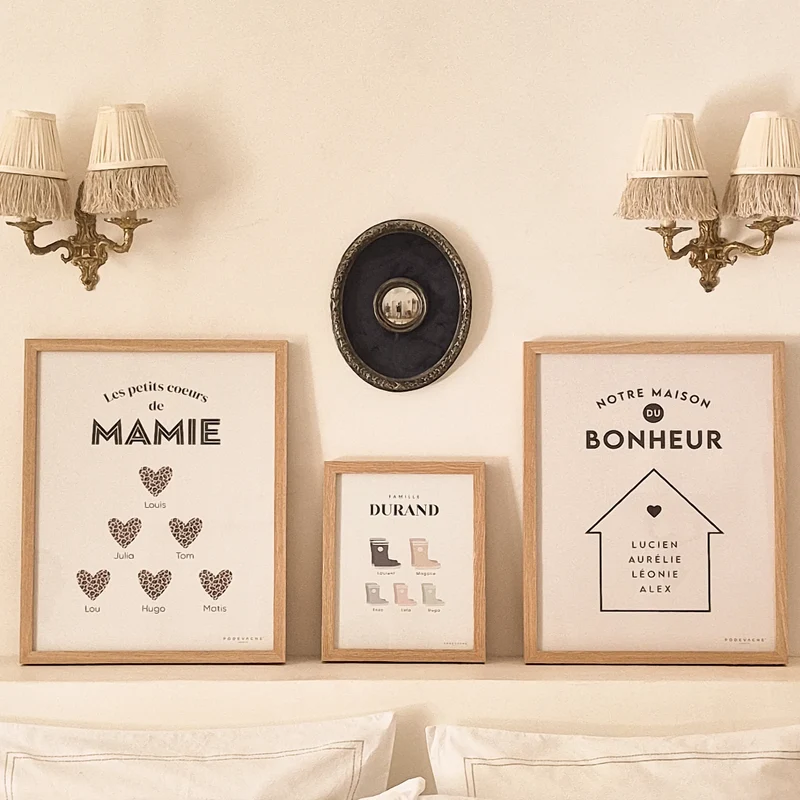 Affiche encadrée personnalisée Petits Coeurs