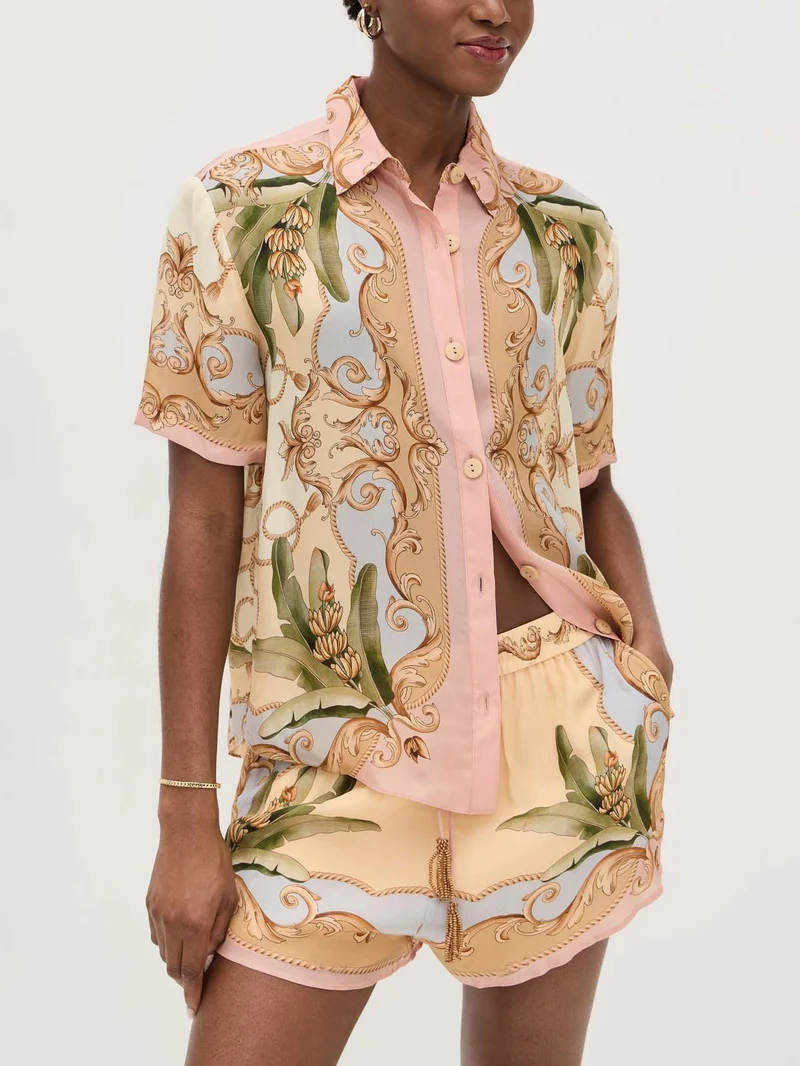 Retro Botanical Kaleidoscope Print Two-Piece Set