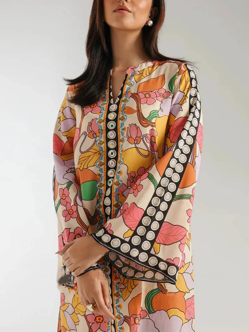 Bohemian Ethnic Print Colorblock Wide-Leg Pants