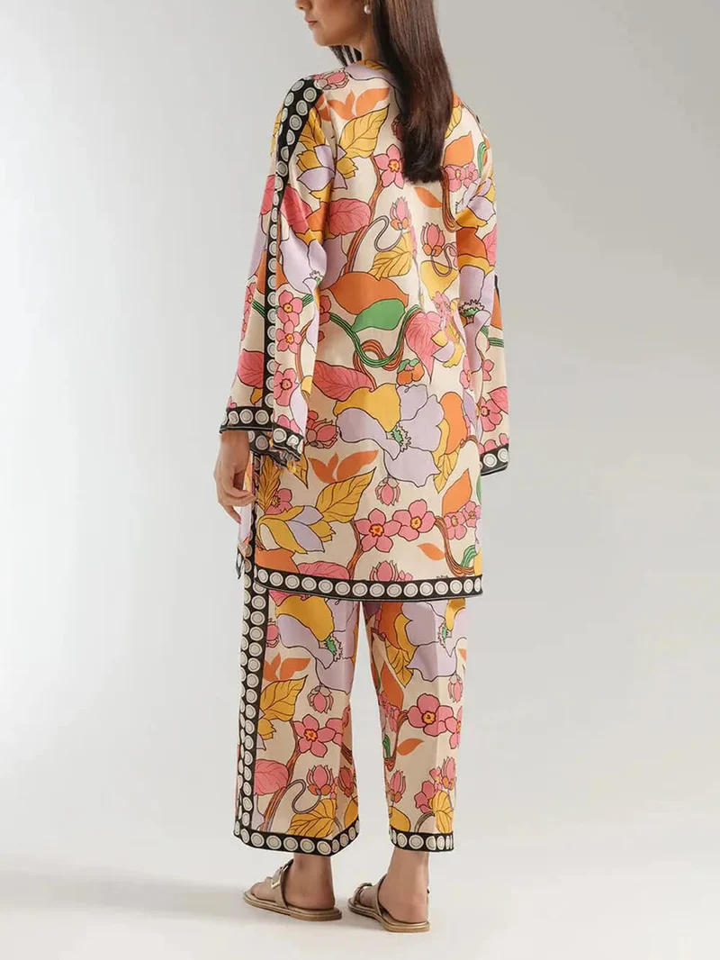 Bohemian Ethnic Print Colorblock Wide-Leg Pants