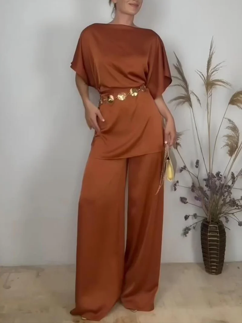 Elegant Asymmetric Neckline Off-Shoulder Loose Top