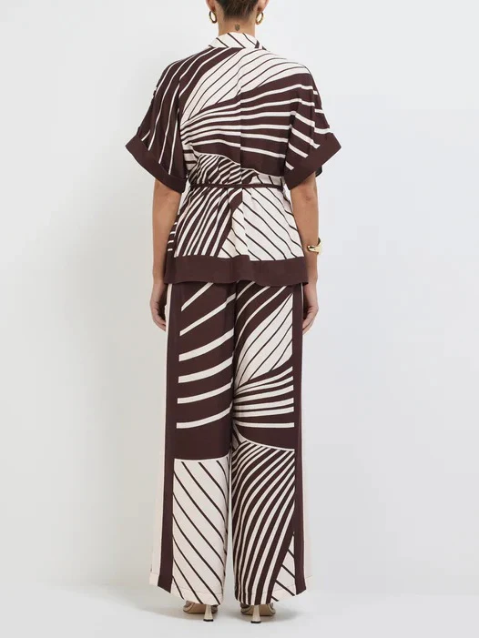 Chic Abstract Stripe Suit Collar Shirt