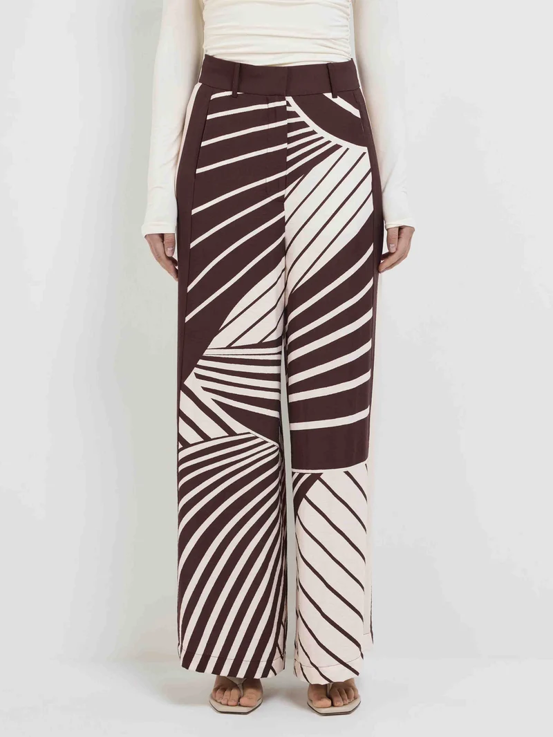 Chic Abstract Stripe Wide-Leg Pants