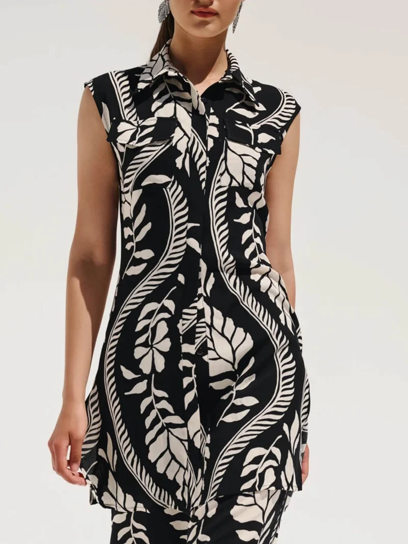 Unique Sleeveless Floral Print Tank Shirt