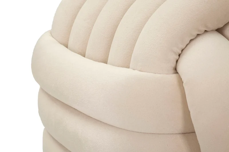 Pouf en velours crème – Siège d'appoint rembourré Sofy