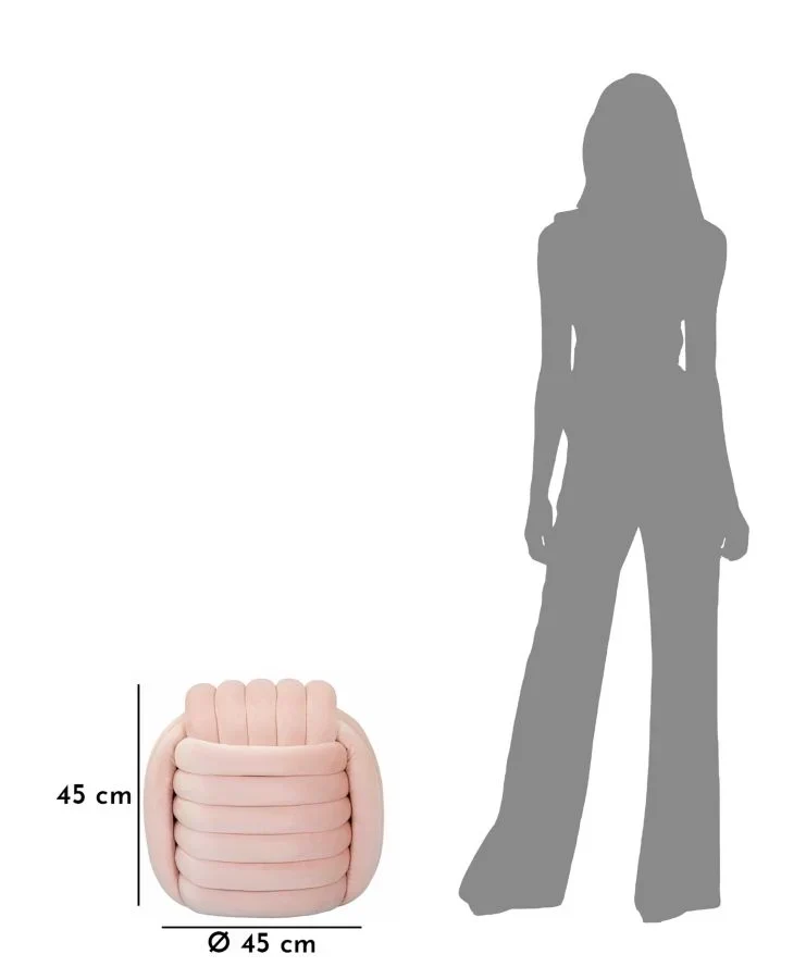 Pouf en velours rose – Siège d'appoint rembourré Sofy