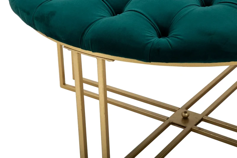 Pouf en velours vert émeraude – Pouf rembourré à pieds en X
