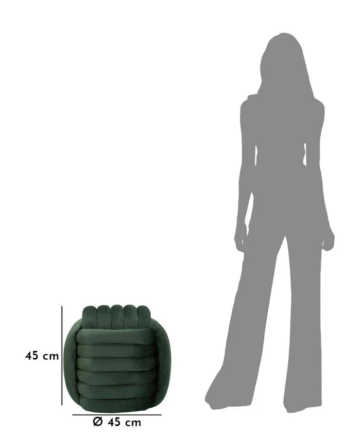 Pouf en velours vert – Siège d'appoint rembourré Sofy