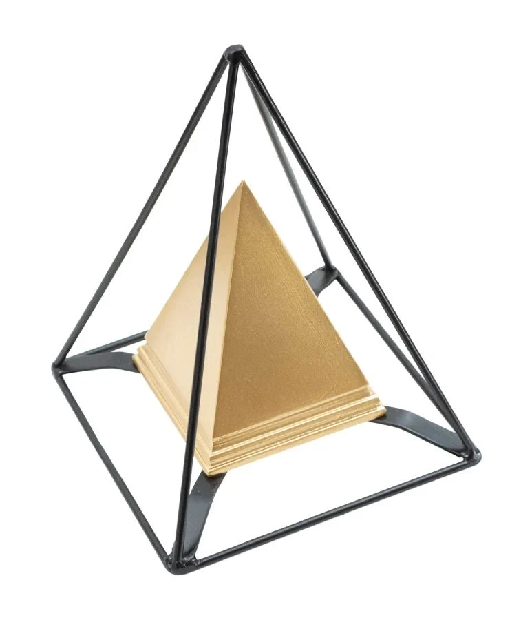 Pyramide dorée avec cadre noir (statue en résine)
