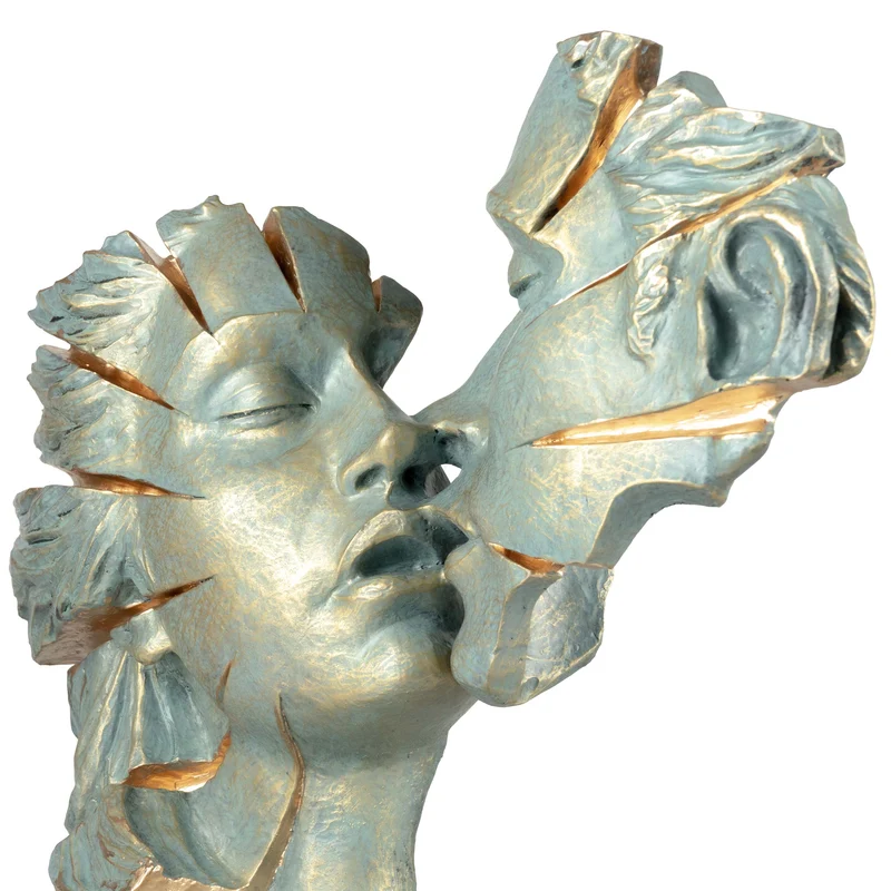 Sculpture Amants « Approaching Kiss » par Anglada sur Base en Marbre