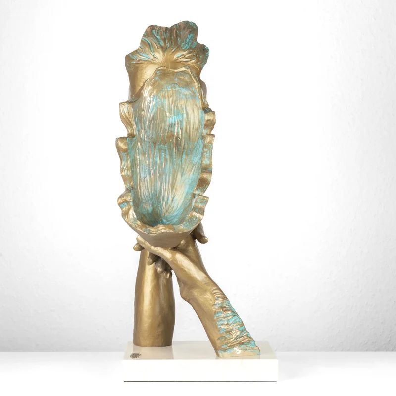 Sculpture Amants « Caress » par Anglada sur Base en Marbre