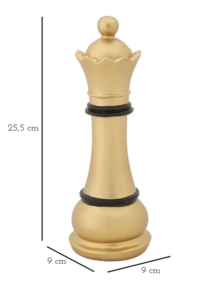 Sculpture d'une pièce d'échecs en forme de reine (dorée et noire)